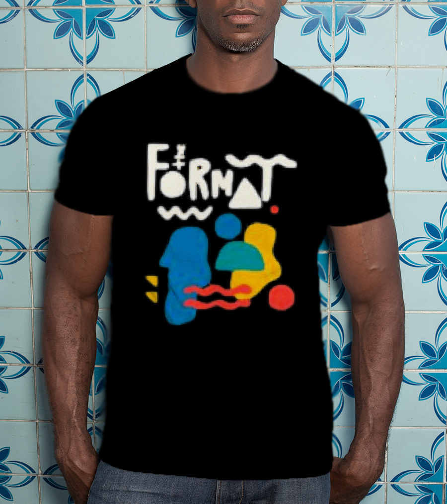 The Format Shop Abstract Shapes Colorful Graphic Black Zip T-Shirt
