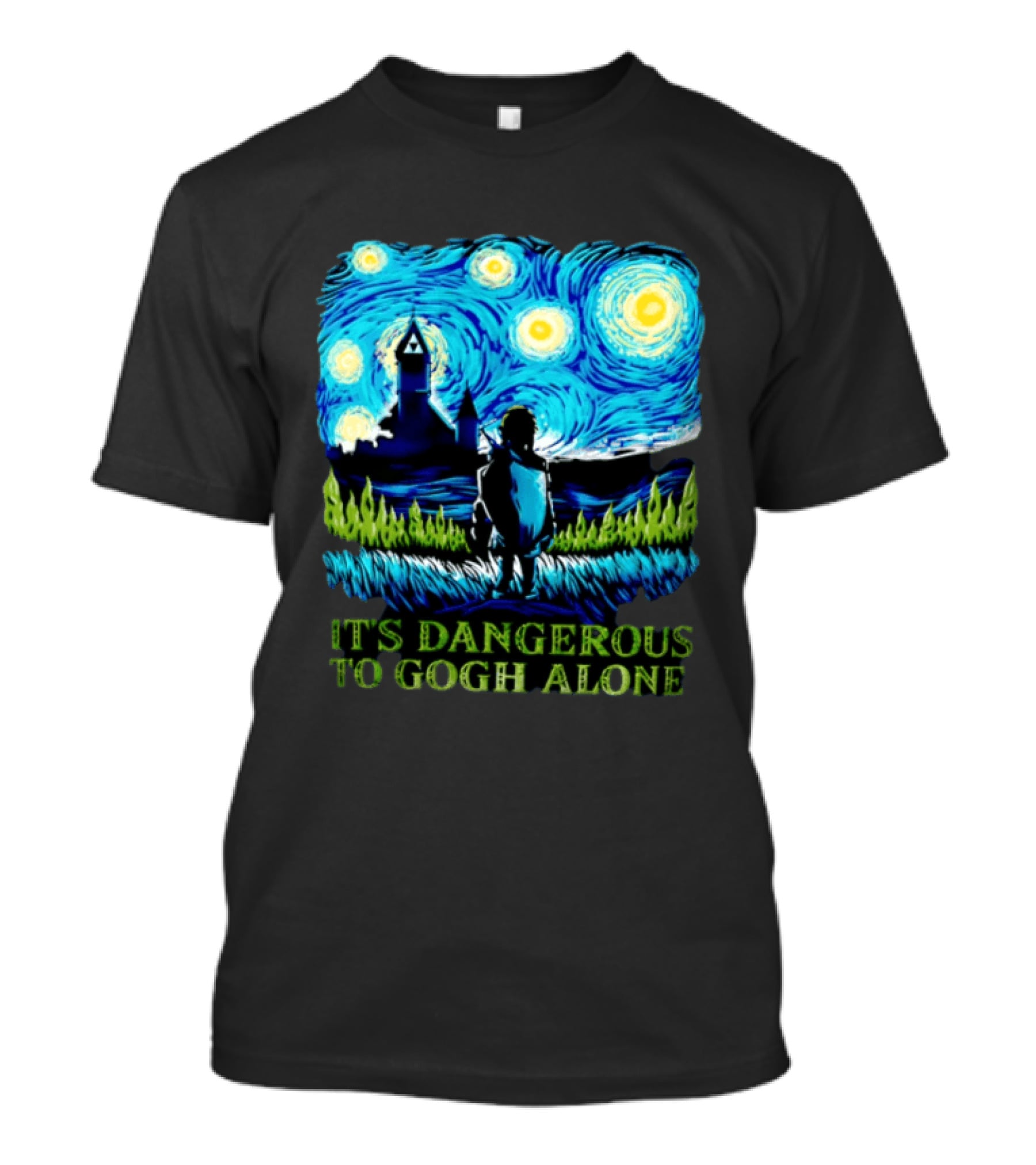 The Legend Of Zelda It's Dangerous To Gogh Alone Starry Night Link Standing T-Shirt