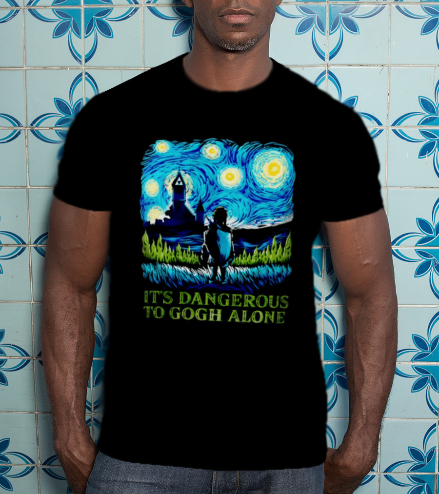 The Legend Of Zelda It's Dangerous To Gogh Alone Starry Night Link Standing T-Shirt