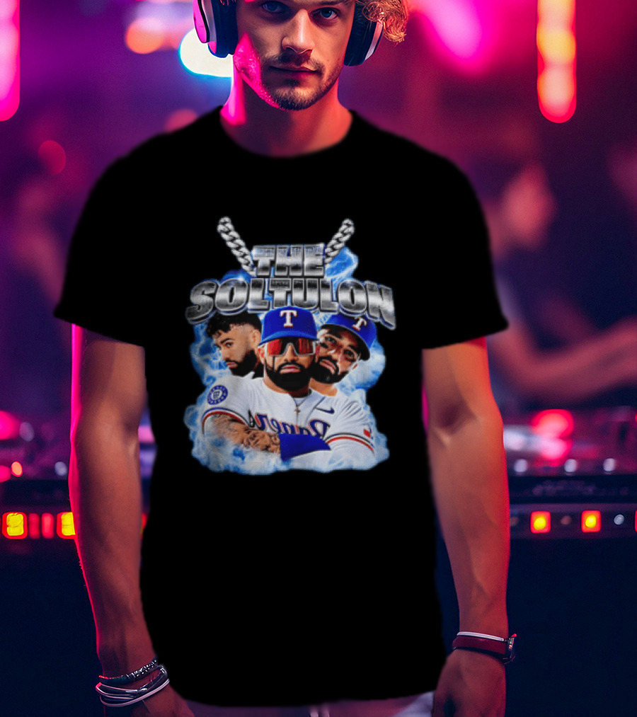 The Soltulon Texas Rangers Baseball Players Trio With Electric Blue T-Shirt