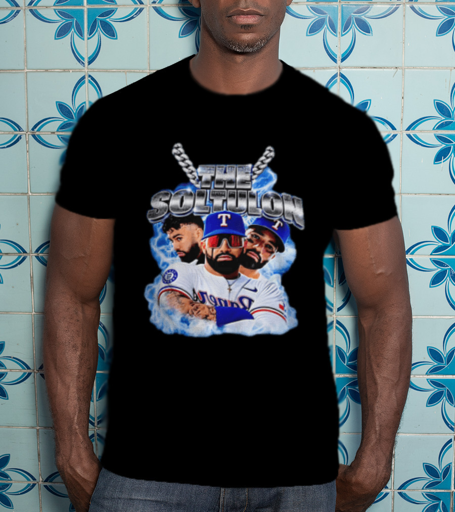 The Soltulon Texas Rangers Baseball Players Trio With Electric Blue T-Shirt