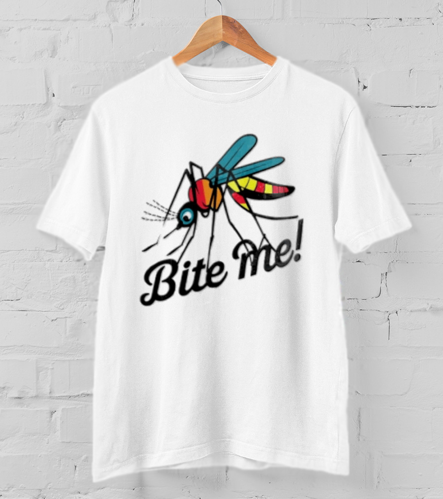 Bite Me Colorful Mosquito Cartoon Vibrant Insect T-Shirt