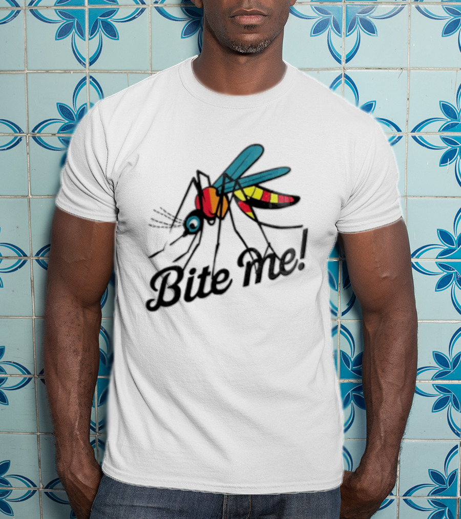 Bite Me Colorful Mosquito Cartoon Vibrant Insect T-Shirt