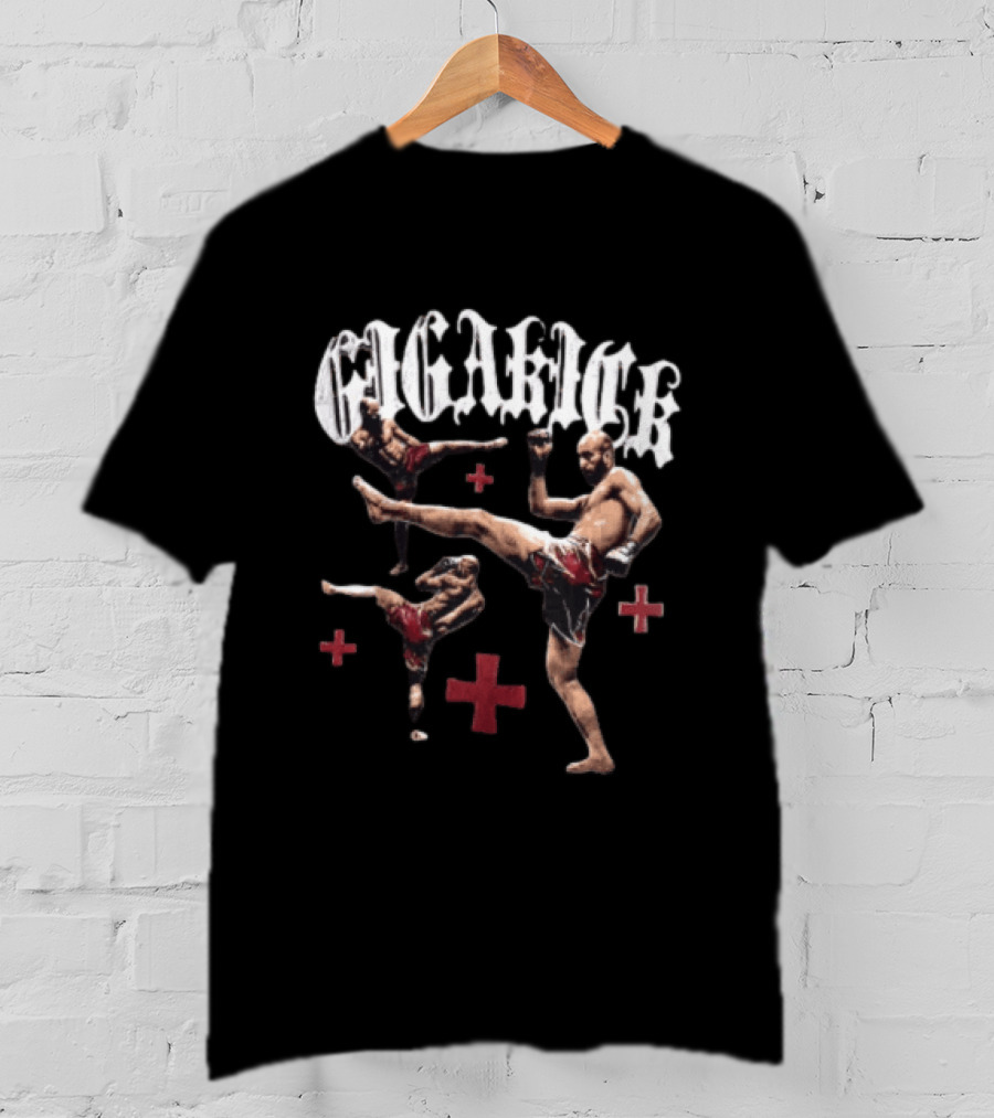 Giga Kick Three Fighters Performing Roundhouse Kicks T-Shirt