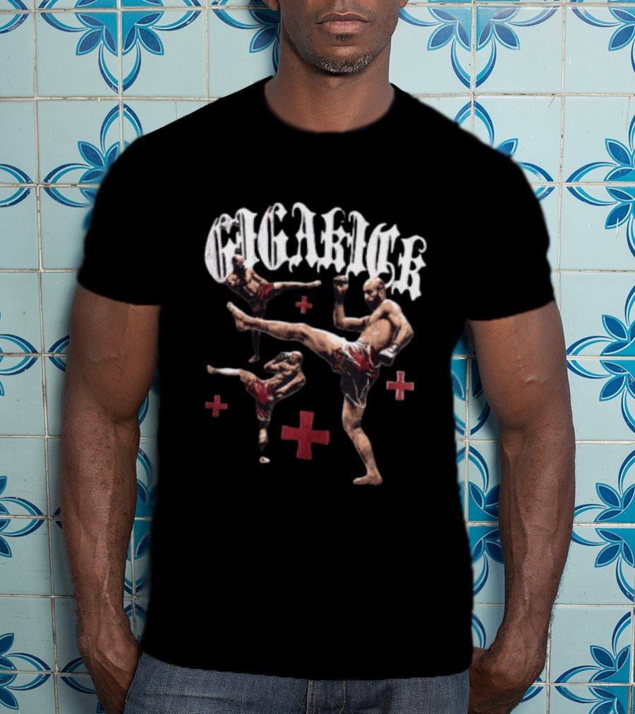 Giga Kick Three Fighters Performing Roundhouse Kicks T-Shirt
