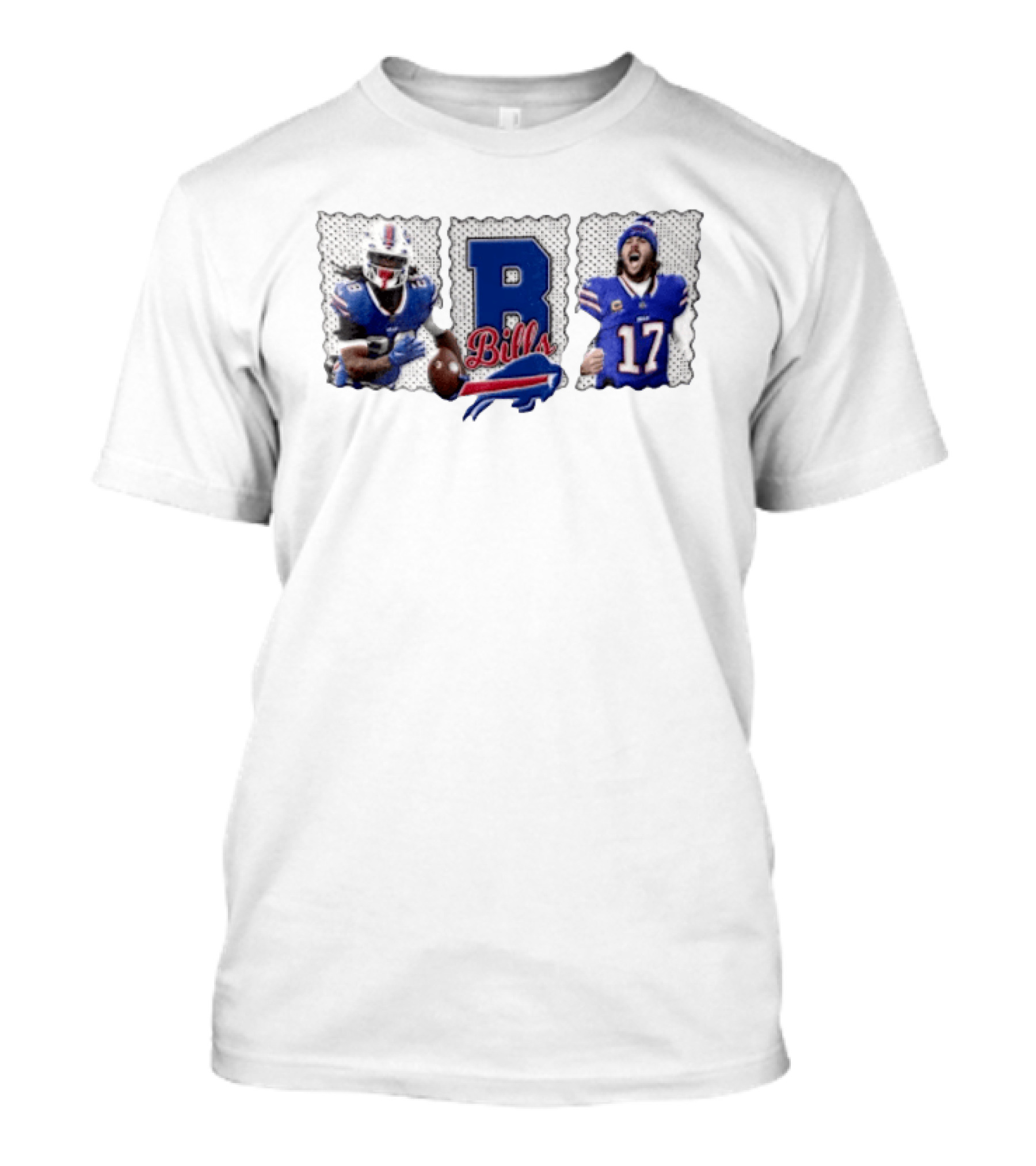 Buffalo Bills James Cook 28 Josh Allen 17 Celebrating Football Players T-Shirt
