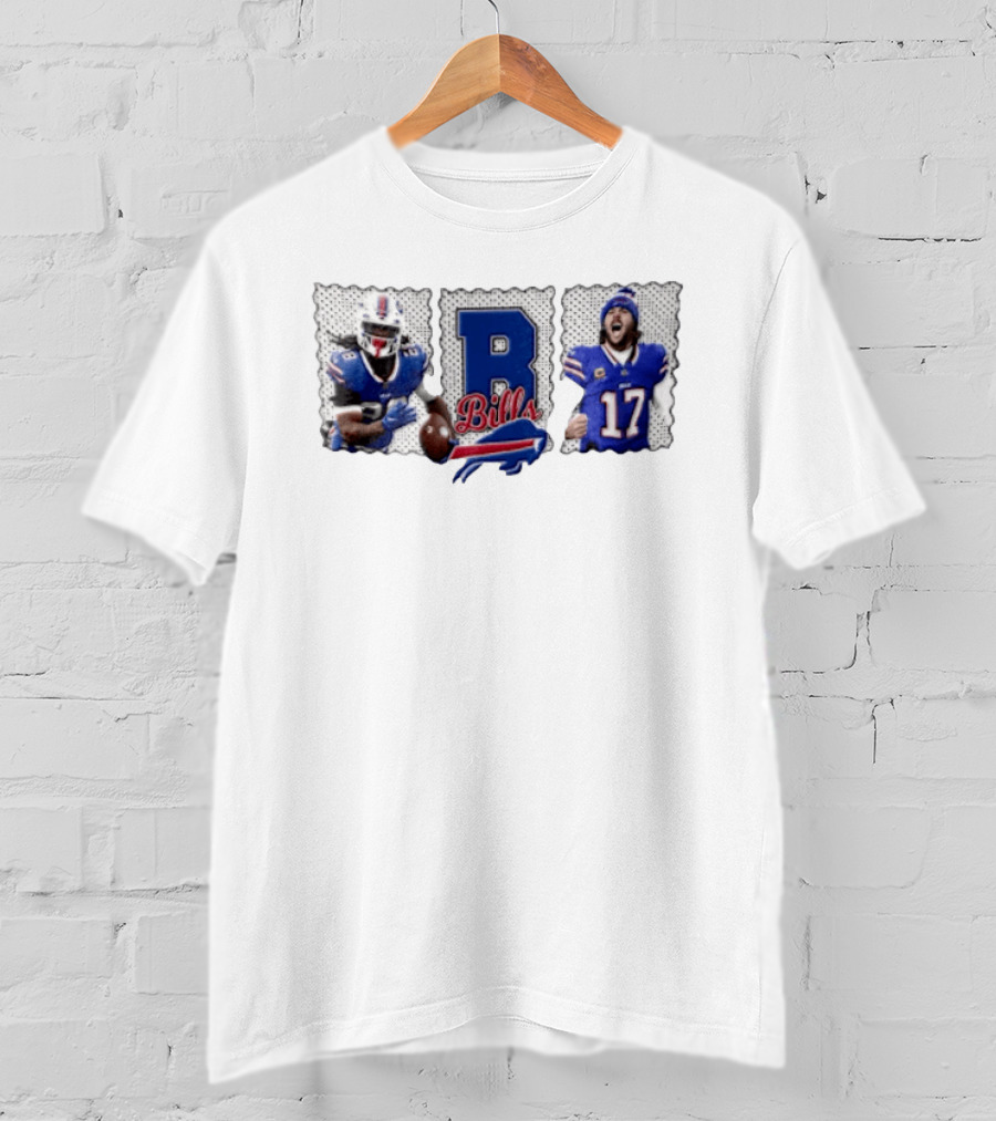 Buffalo Bills James Cook 28 Josh Allen 17 Celebrating Football Players T-Shirt