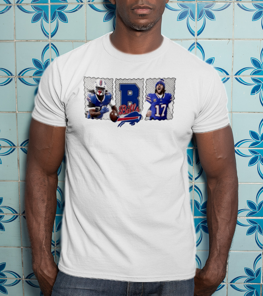 Buffalo Bills James Cook 28 Josh Allen 17 Celebrating Football Players T-Shirt