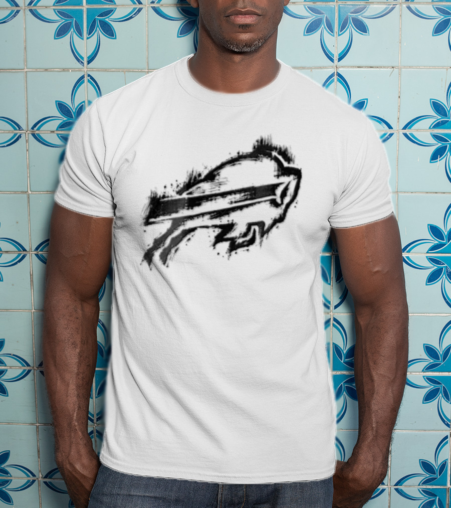 Buffalo Bills Black Ink Style NFL Team Graphic Buffalo Bills T-Shirt