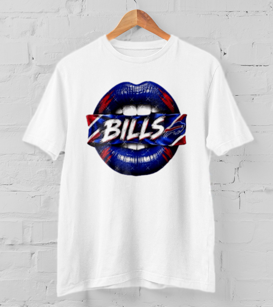 Buffalo Bills Blue Red Lips Banner With Bills Team T-Shirt
