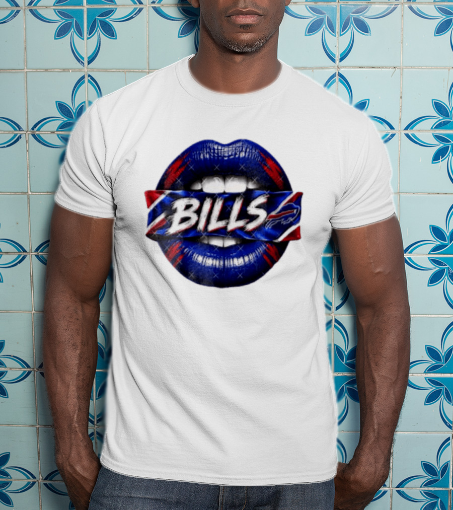 Buffalo Bills Blue Red Lips Banner With Bills Team T-Shirt