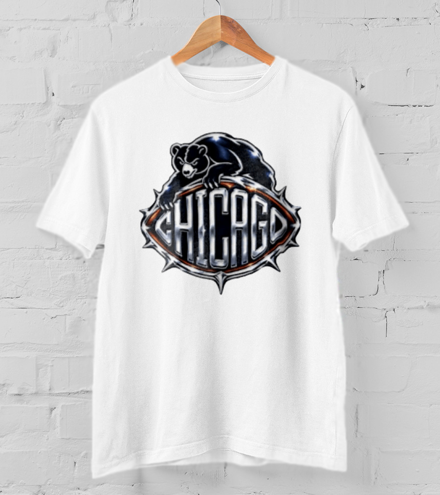 Chicago Bears Black Bear Crouching Over T-Shirt