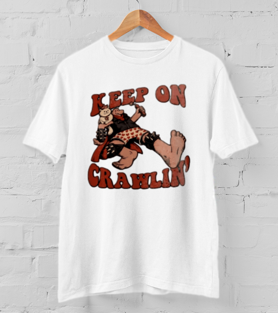 Keep On Crawlin Fat Freddys Cat Cartoon Man Holding Dynamite Cat T-Shirt