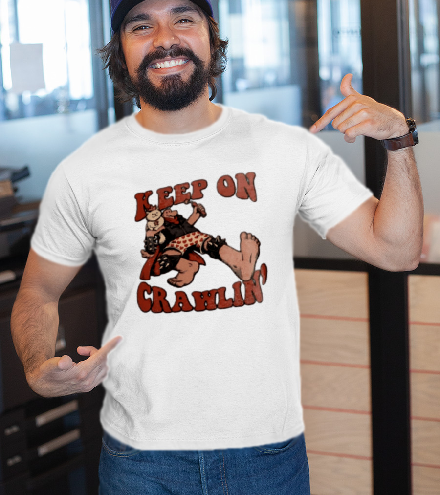 Keep On Crawlin Fat Freddys Cat Cartoon Man Holding Dynamite Cat T-Shirt