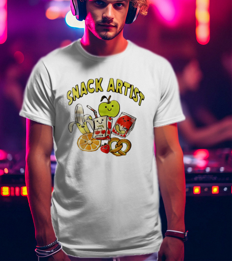 Snacks Juice Banana Apple Chips Pretzel Orange Cartoon T-Shirt