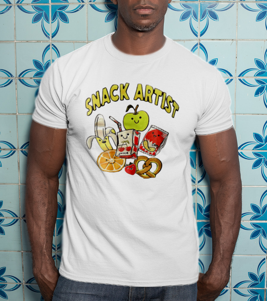 Snacks Juice Banana Apple Chips Pretzel Orange Cartoon T-Shirt