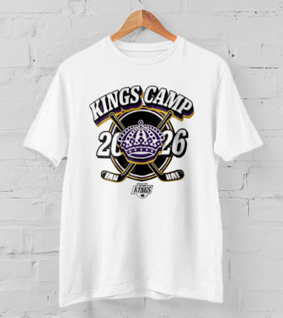 Kings Camp 2026 Los Angeles Crown Crossed Hockey Sticks T-Shirt