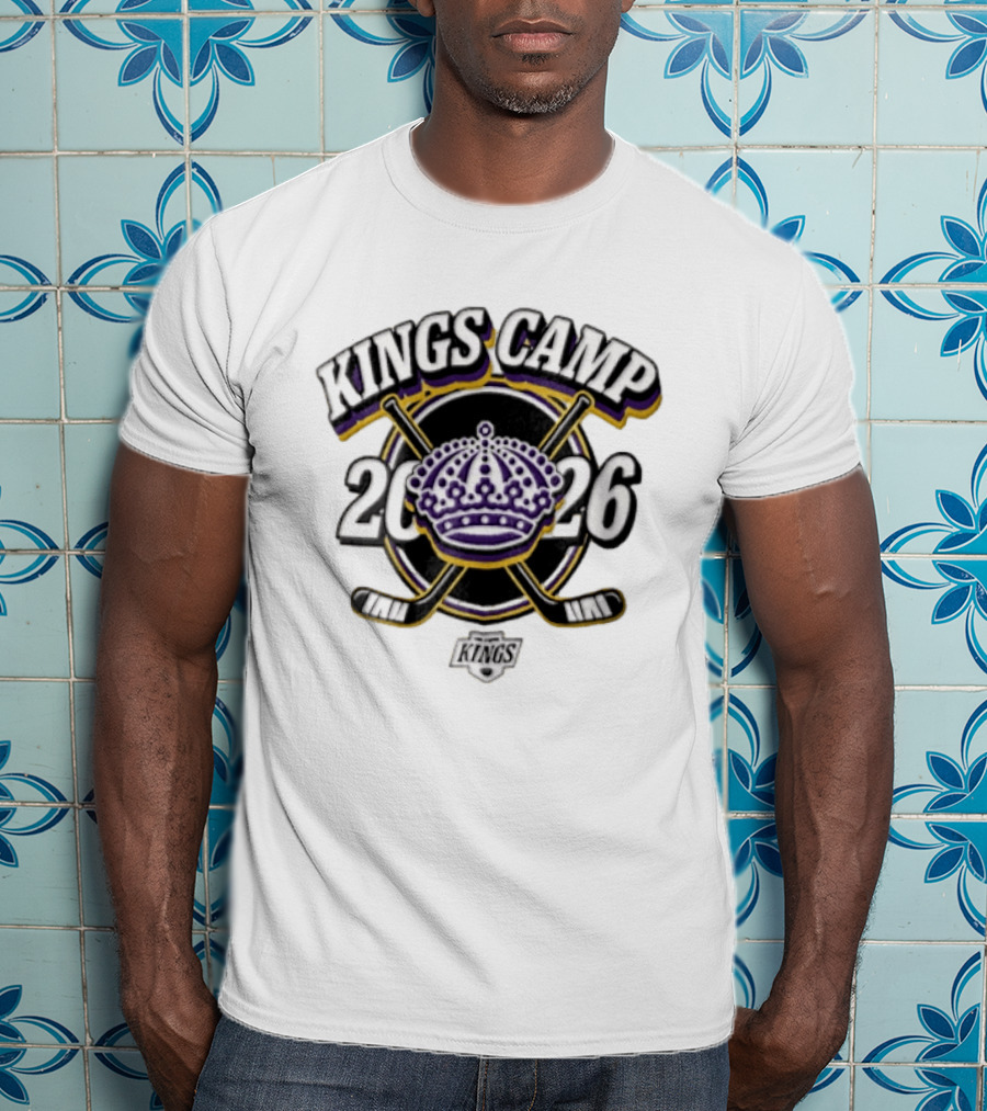 Kings Camp 2026 Los Angeles Crown Crossed Hockey Sticks T-Shirt