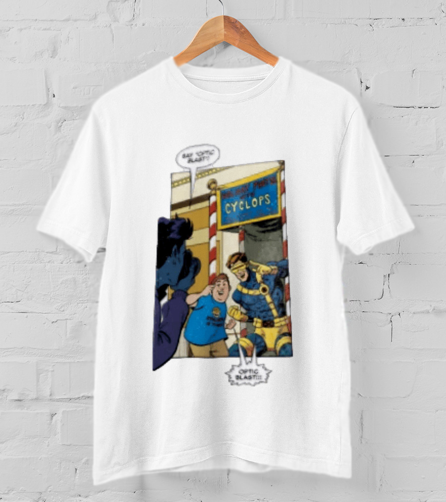 Cyclops Optic Blast Pose Comic Panel Marvel X Men Humor T-Shirt