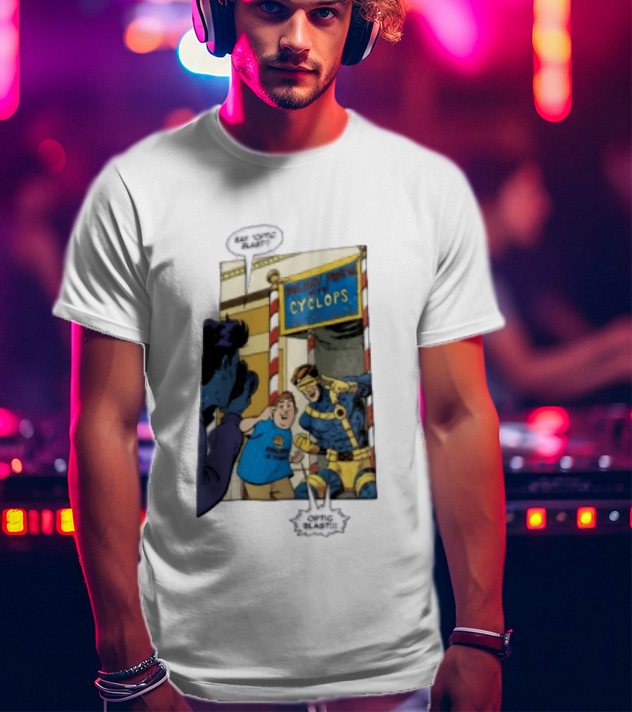 Cyclops Optic Blast Pose Comic Panel Marvel X Men Humor T-Shirt