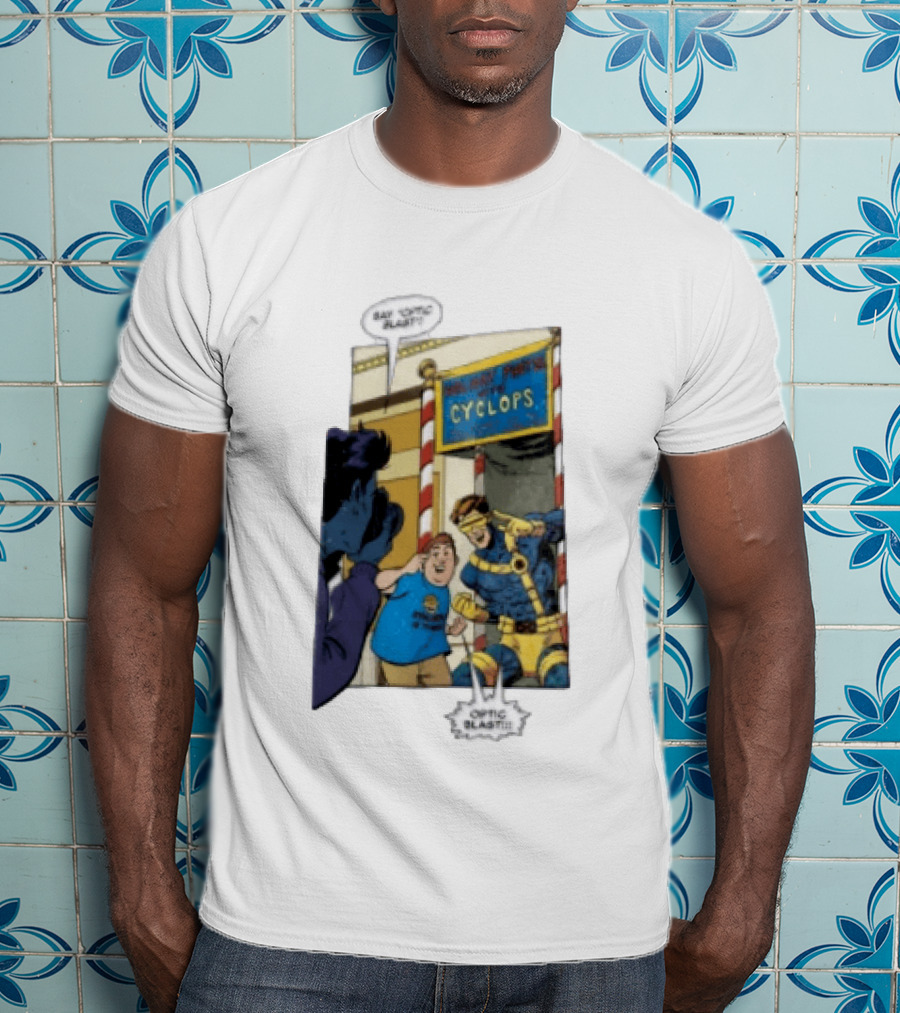 Cyclops Optic Blast Pose Comic Panel Marvel X Men Humor T-Shirt