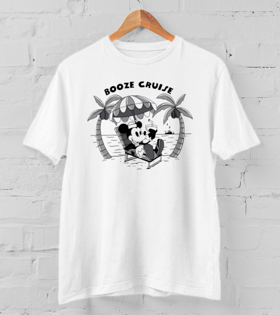 Booze Cruise Mickey Mouse Disney Vacation Relaxation Tropical Vibes T-Shirt