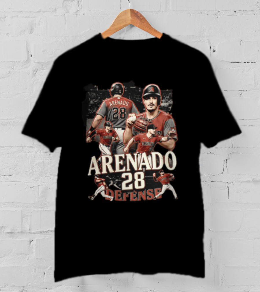 Arizona Diamondbacks Arenado Defense 28 Baseball Player Collage T-Shirt