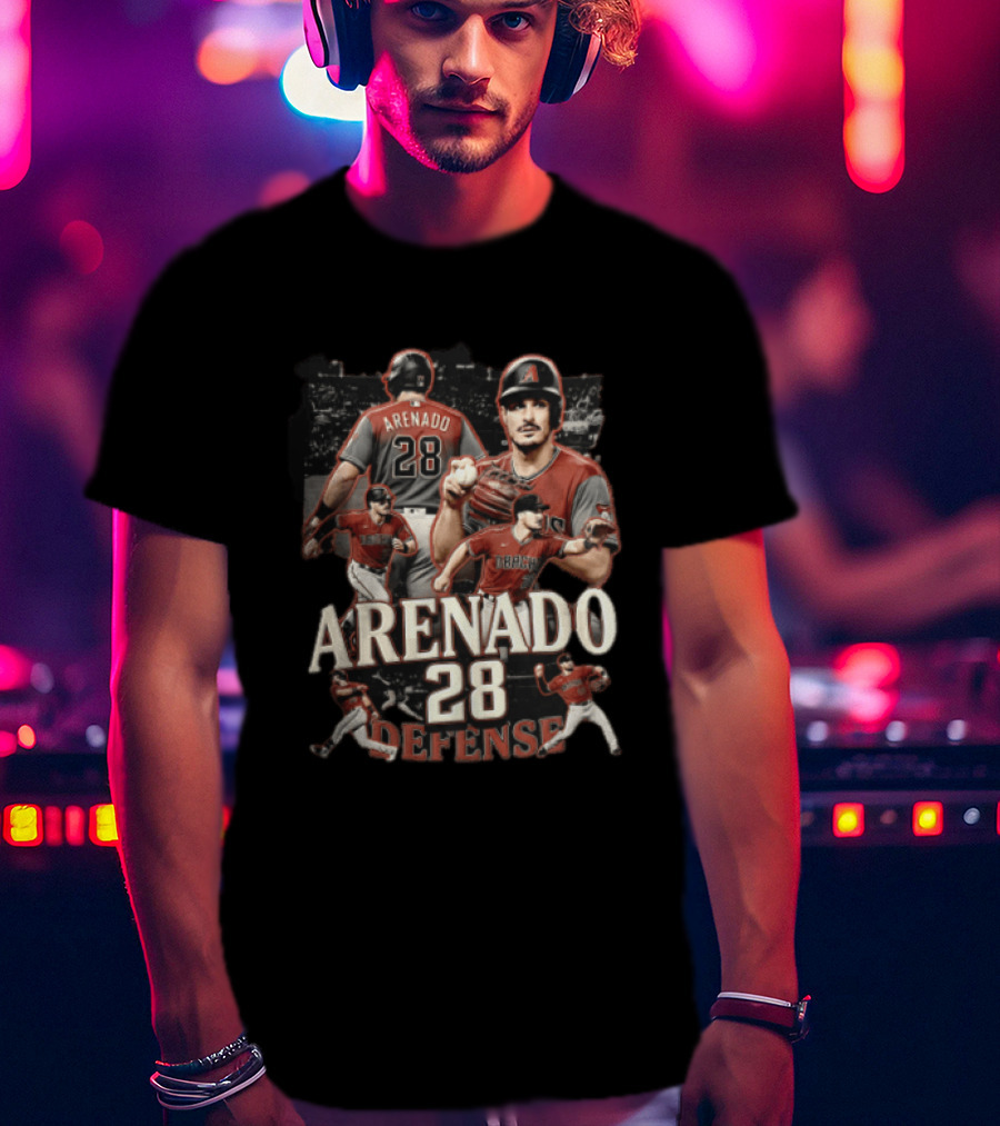 Arizona Diamondbacks Arenado Defense 28 Baseball Player Collage T-Shirt