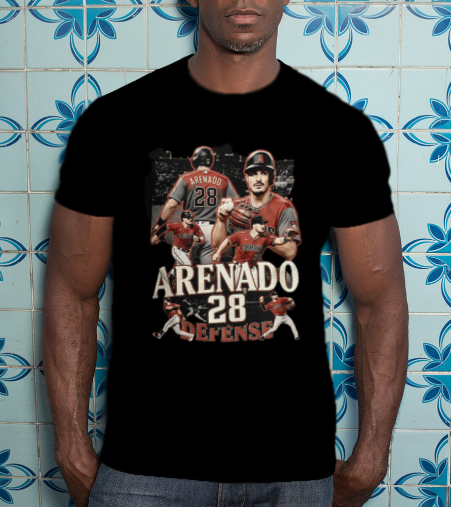Arizona Diamondbacks Arenado Defense 28 Baseball Player Collage T-Shirt
