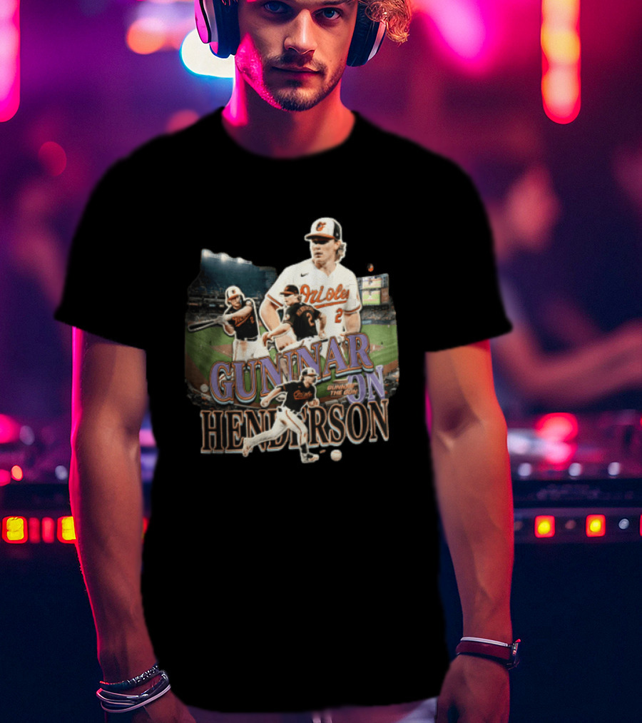 Baltimore Orioles Gunnar Henderson The Gun Baseball Player Action Shots T-Shirt