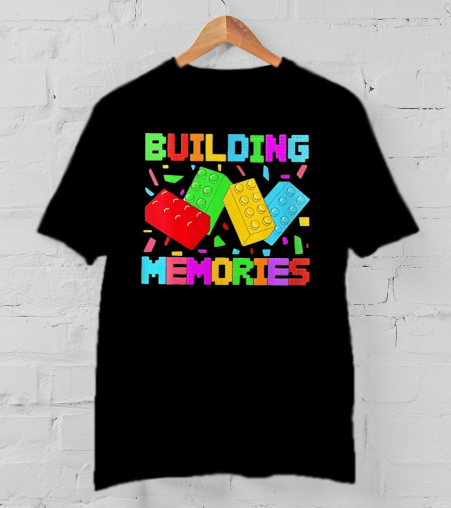 Building Brick Block Memories Colorful Confetti Celebration T-Shirt