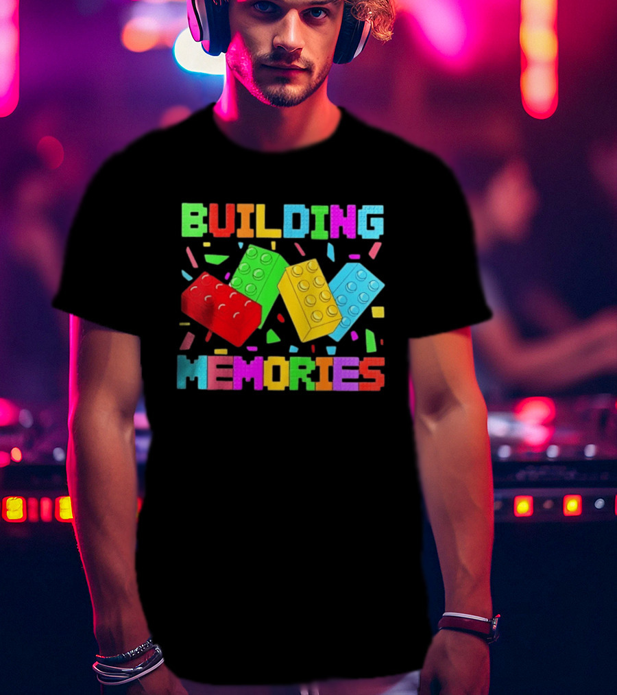 Building Brick Block Memories Colorful Confetti Celebration T-Shirt