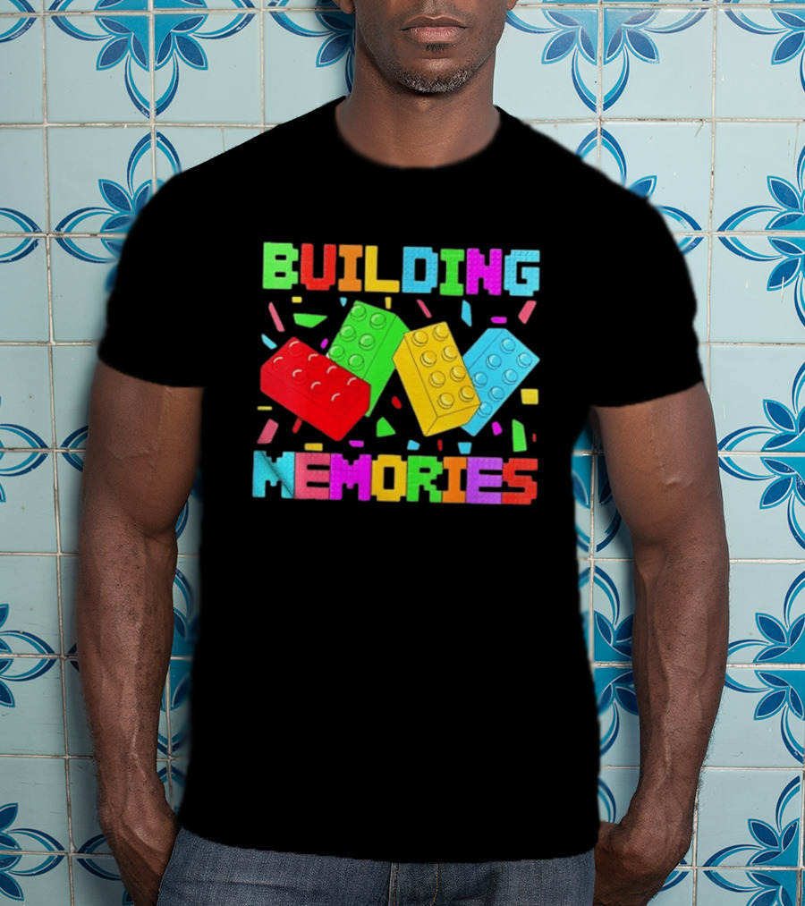 Building Brick Block Memories Colorful Confetti Celebration T-Shirt