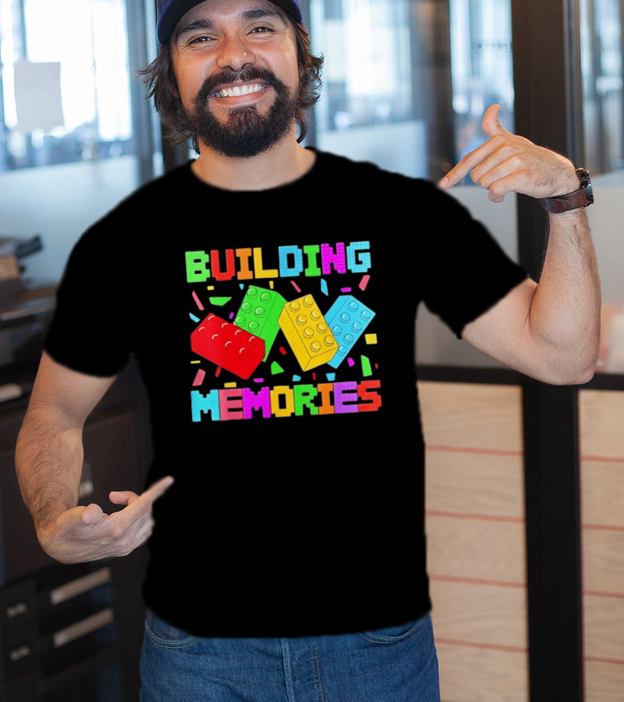 Building Brick Block Memories Colorful Confetti Celebration T-Shirt