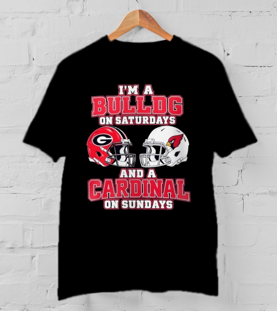 I'm A Bulldog On Saturdays And A Cardinal On Sundays Football Helmets T-Shirt
