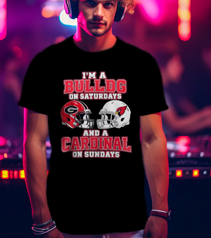 I'm A Bulldog On Saturdays And A Cardinal On Sundays Football Helmets T-Shirt