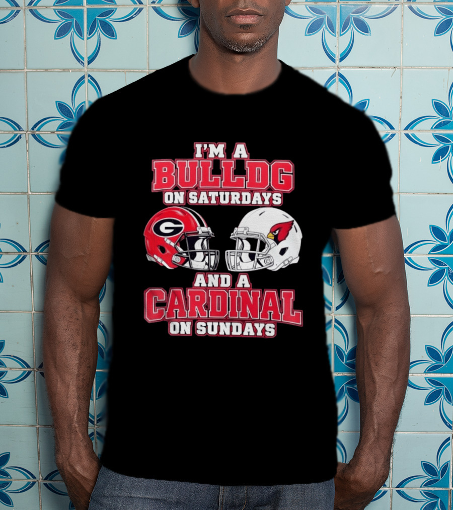 I'm A Bulldog On Saturdays And A Cardinal On Sundays Football Helmets T-Shirt