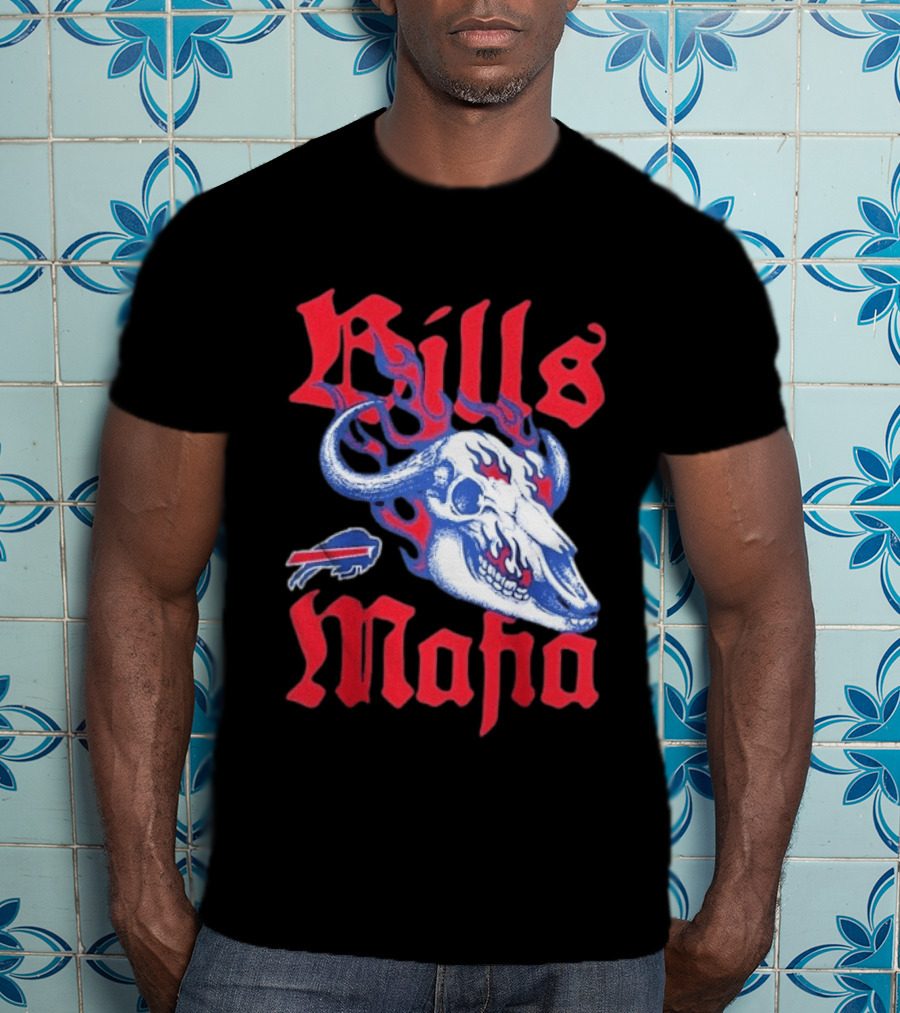 Buffalo Bills Mafia Skull Flames T-Shirt