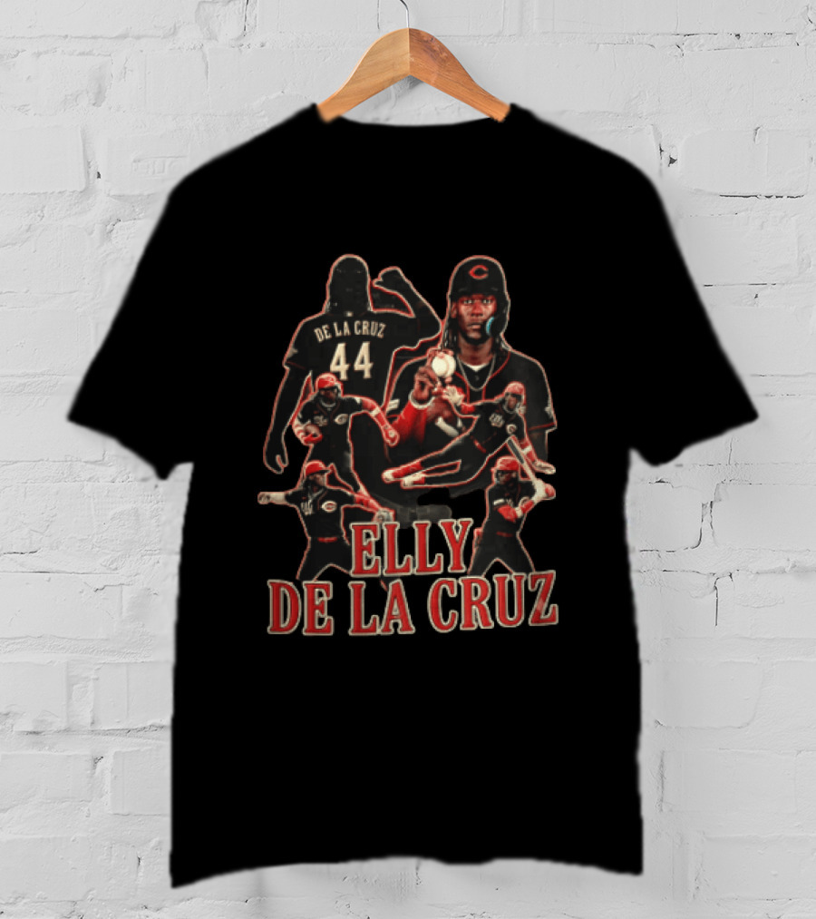Elly De La Cruz Cincinnati Reds Number 44 Baseball Action Collage T-Shirt