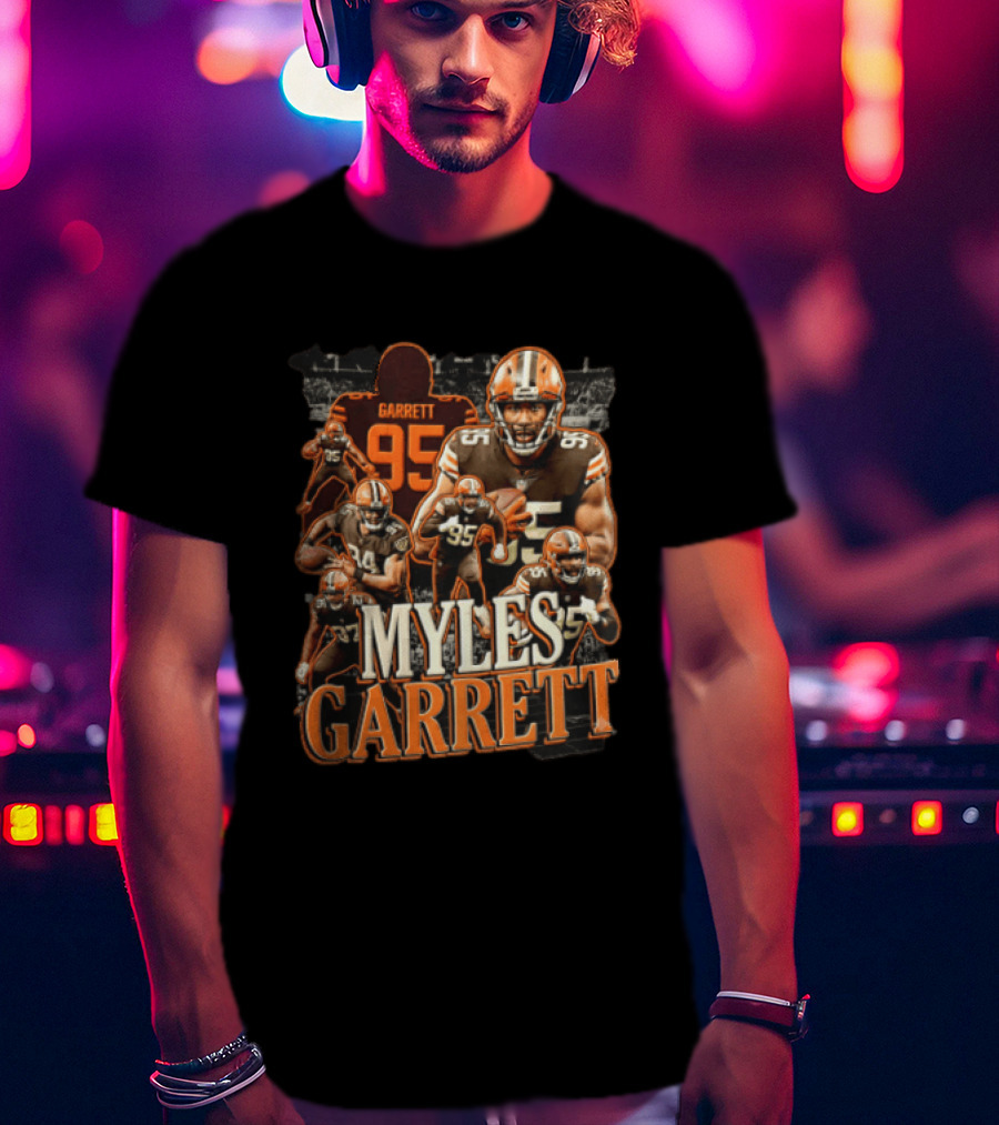 Cleveland Browns Myles Garrett 95 Action Poses Football Player T-Shirt