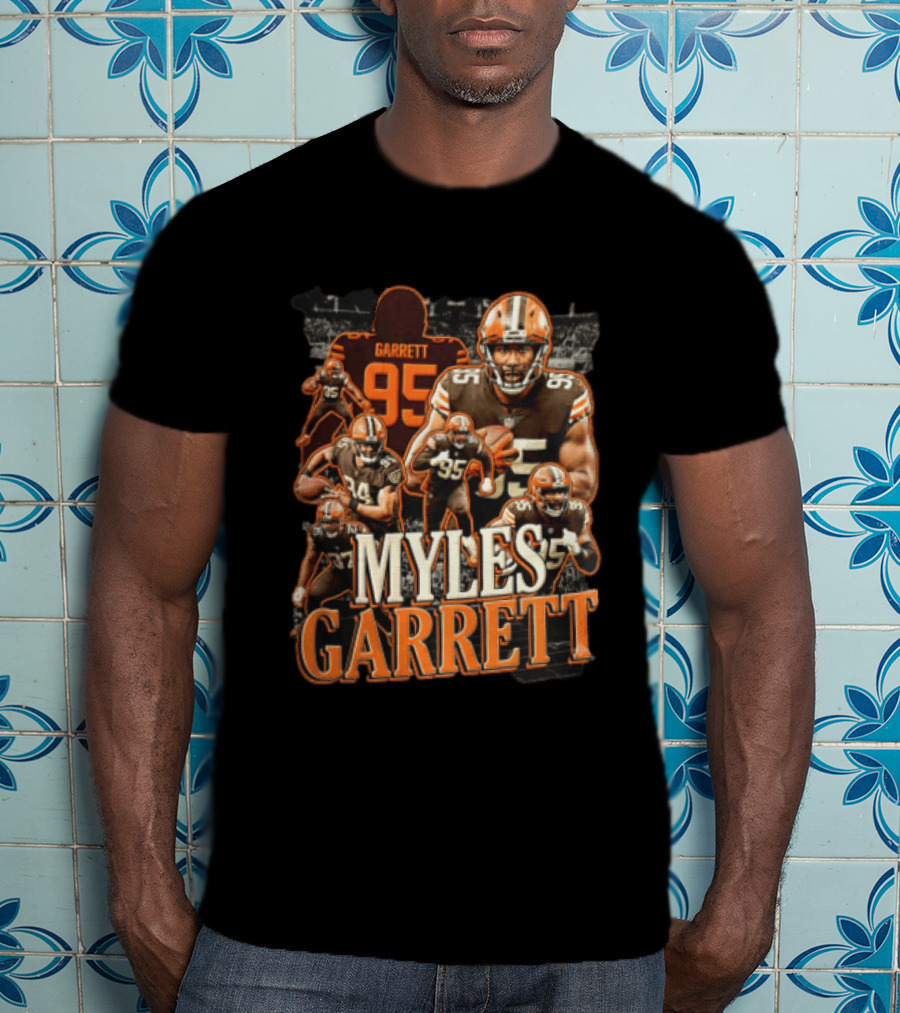 Cleveland Browns Myles Garrett 95 Action Poses Football Player T-Shirt