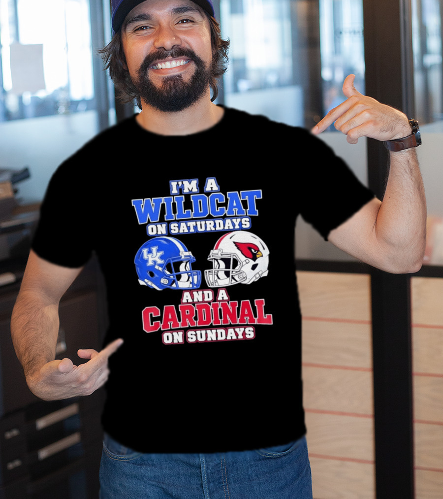 I'm A Wildcat On Saturdays And A Cardinal On Sundays UK And Arizona Football Helmets T-Shirt