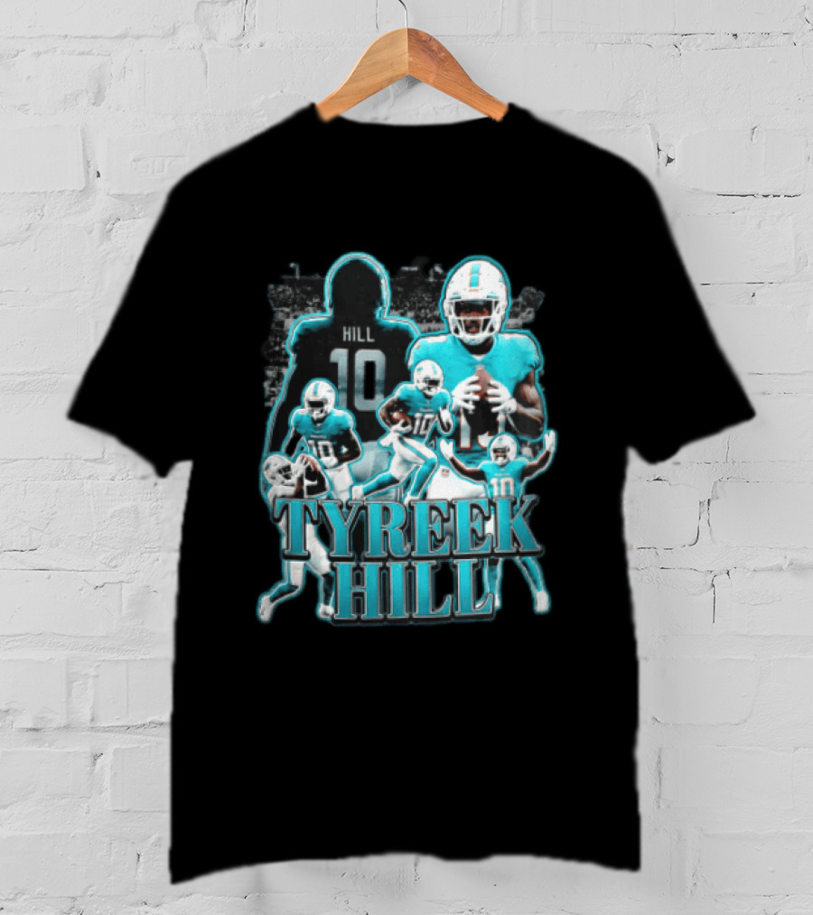 Tyreek Hill Miami Dolphins Football Player Multiple Action Poses T-Shirt
