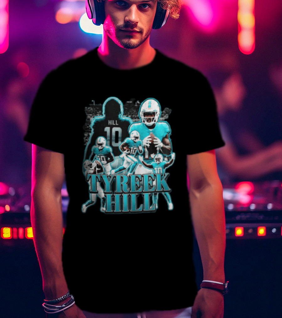 Tyreek Hill Miami Dolphins Football Player Multiple Action Poses T-Shirt