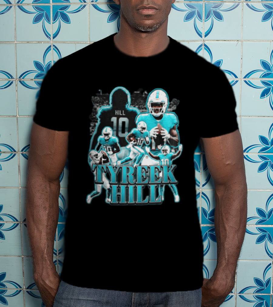 Tyreek Hill Miami Dolphins Football Player Multiple Action Poses T-Shirt