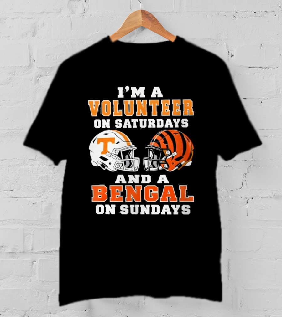 Volunteer On Saturdays Bengal On Sundays Football Helmets T-Shirt