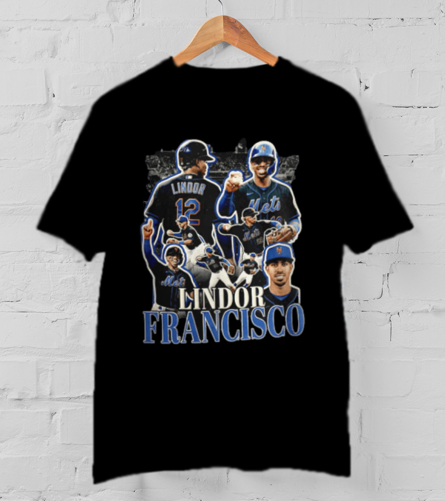 New York Mets Francisco Lindor Baseball Collage Multiple Poses T-Shirt