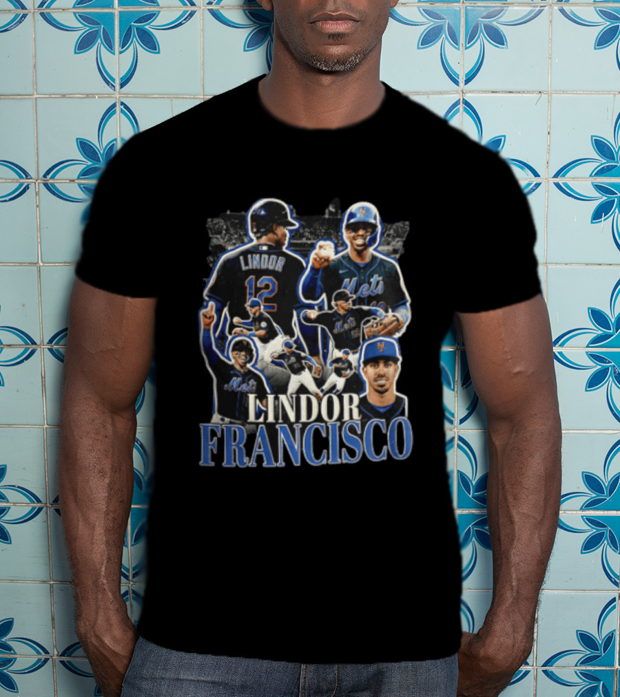 New York Mets Francisco Lindor Baseball Collage Multiple Poses T-Shirt