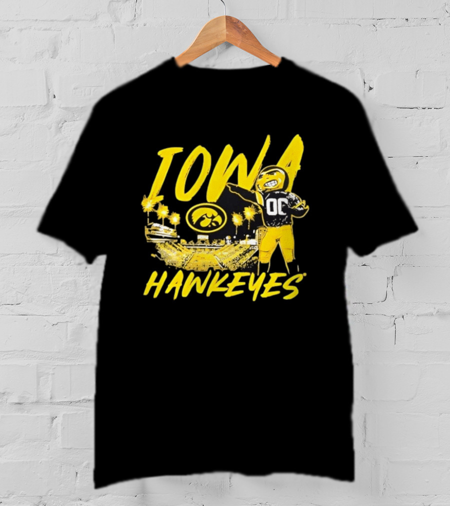 Iowa Hawkeyes 00 Mascot With Football Stadium T-Shirt