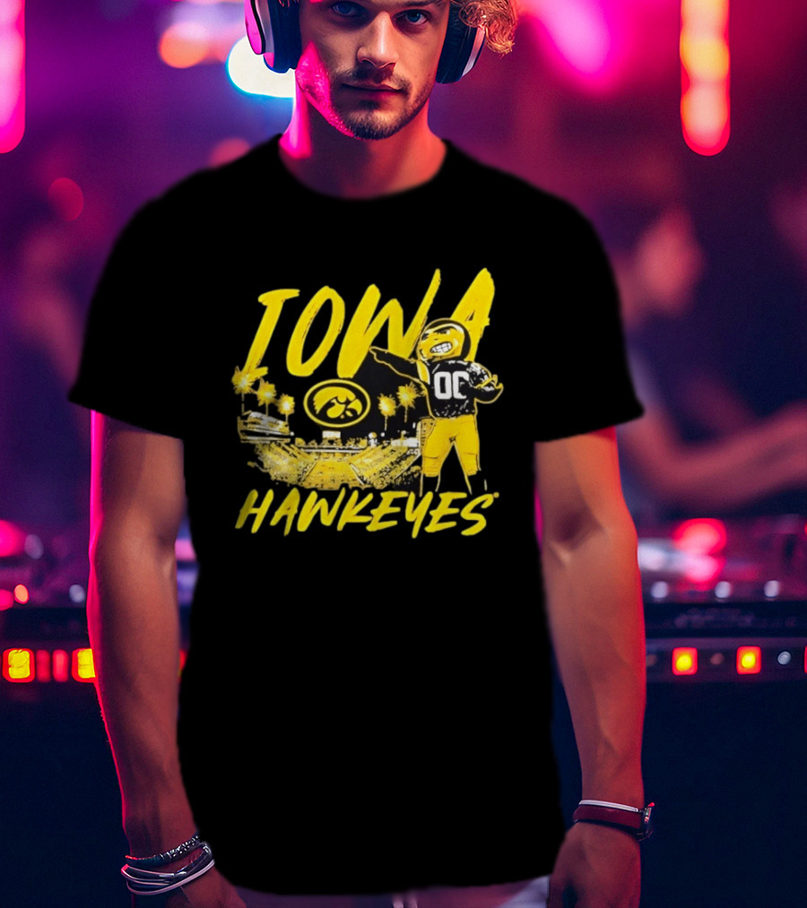 Iowa Hawkeyes 00 Mascot With Football Stadium T-Shirt